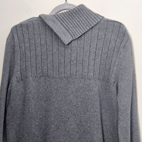 H&M LOGG Gray Ribbed Button Collar Knit Turtleneck Sweater Men's Medium - Picture 6 of 10